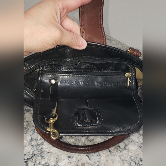 Vintage Brahmin Black and Brown Leather Satchel Purse - Picture 7 of 11